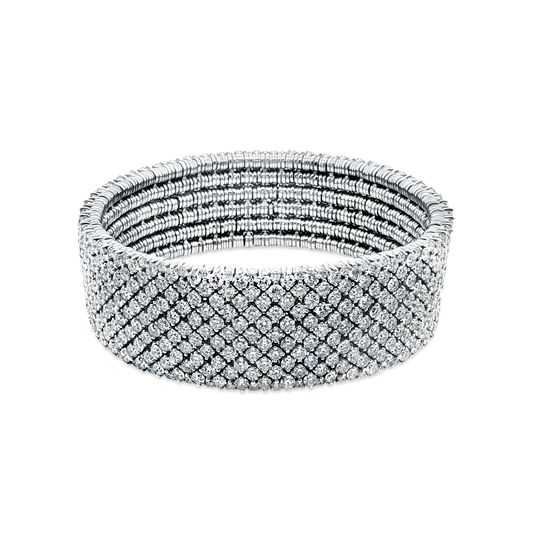 29.41ct 18k White Gold Diamond Stretch Bracelet — photo 1 of 1
