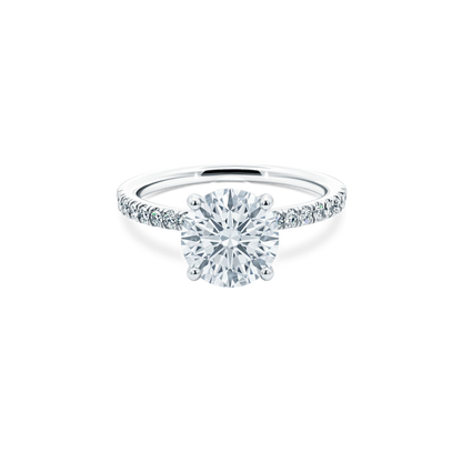 Round Brilliant Lab Grown Diamond Pave Engagement Ring with 2.00ct center diamond