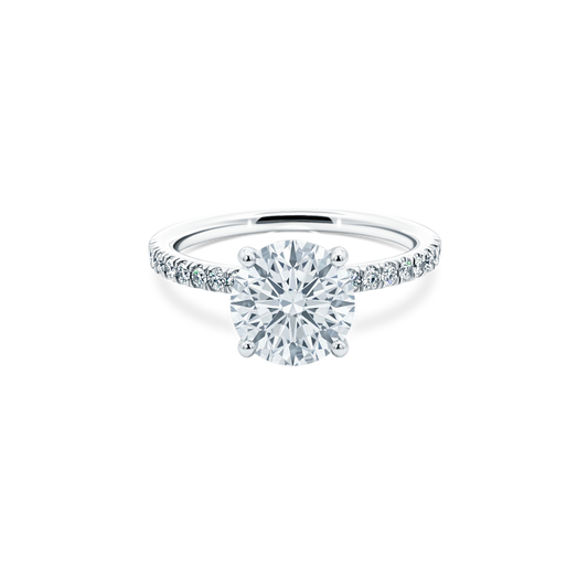 Round Brilliant Lab Grown Diamond Pave Engagement Ring with 2.00ct center diamond