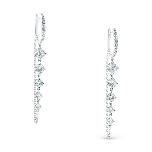150-6622 3.00ct 18k White Gold Diamond Drop Earrings