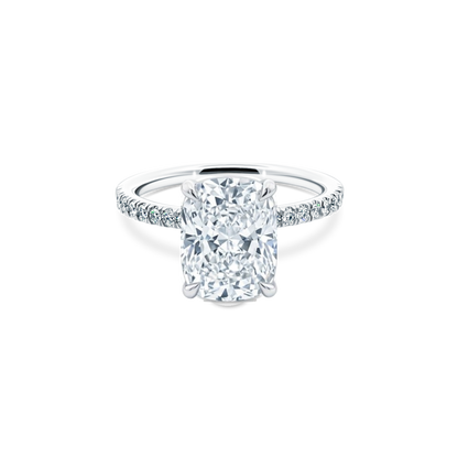 Elongated Cushion Cut Lab Grown Diamond Pave Engagement Ring with 3.00ct center diamond