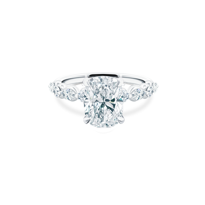 Elongated Cushion Cut Lab Grown Diamond Shared Prong Engagement Ring with 3.00ct center diamond