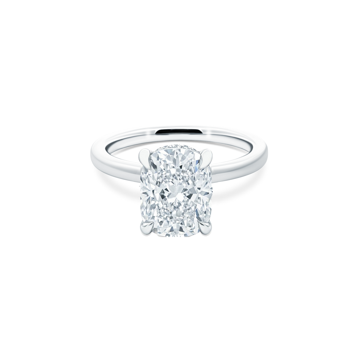Elongated Cushion Cut Lab Grown Diamond Solitaire Engagement Ring with 3.00ct center diamond