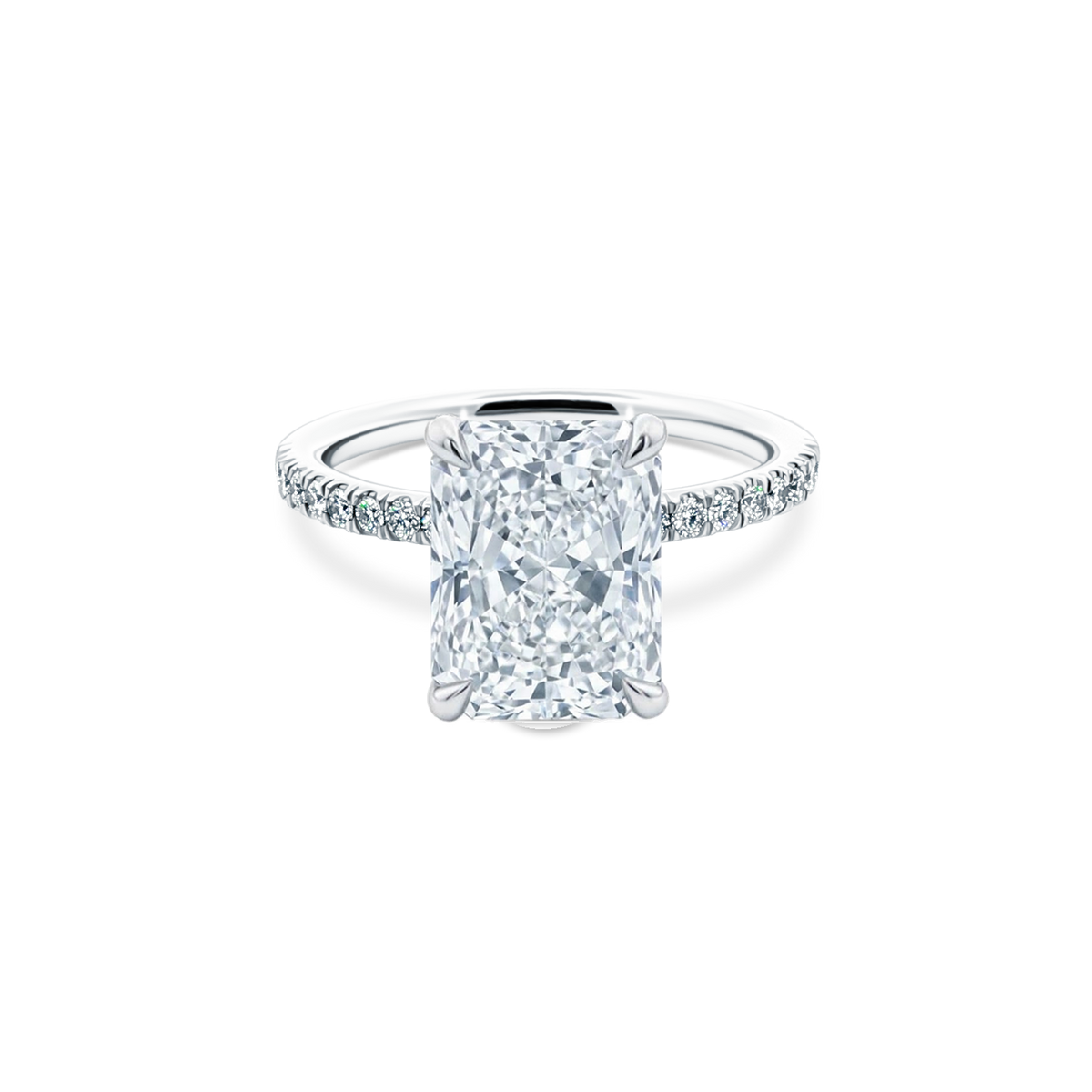 Elongated Radiant Cut Lab Grown Diamond Pave Engagement Ring with 3.00ct center diamond