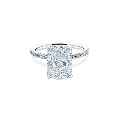 Elongated Radiant Cut Lab Grown Diamond Pave Engagement Ring with 3.00ct center diamond