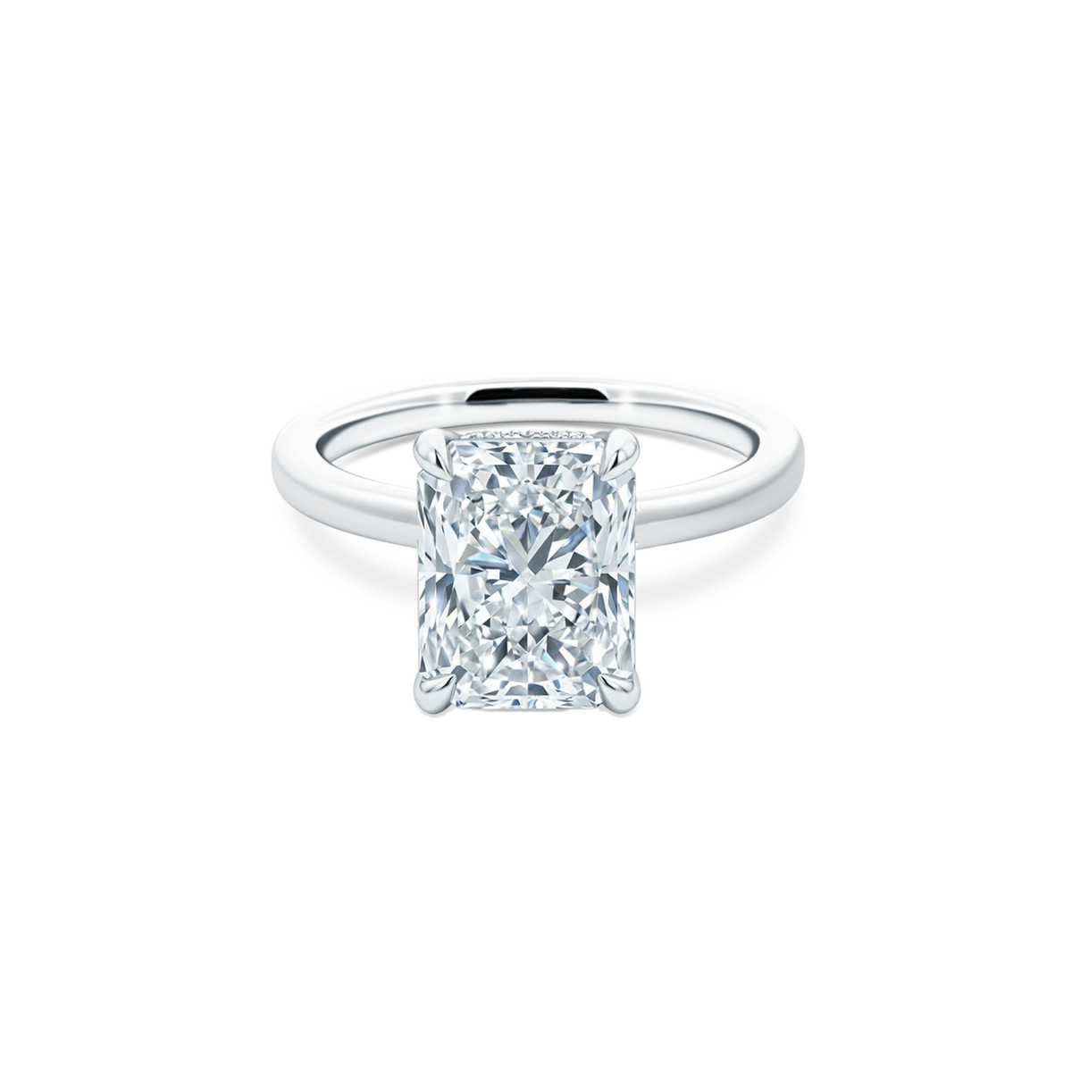 Elongated Radiant Cut Lab Grown Diamond Solitaire Engagement Ring with 3.00ct center diamond