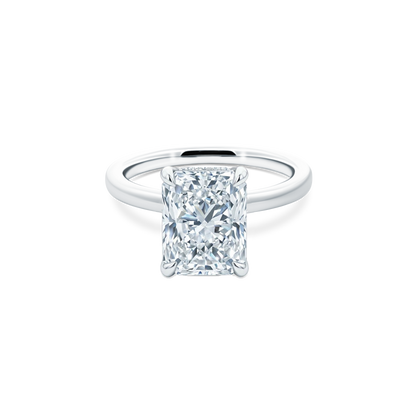 Elongated Radiant Cut Lab Grown Diamond Solitaire Engagement Ring with 3.00ct center diamond