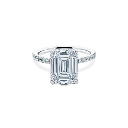 Emerald Cut Lab Grown Diamond Pave Engagement Ring with 3.00ct center diamond