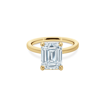 Emerald Cut Lab Grown Diamond Solitaire Engagement Ring in 14K yellow gold with 3.00ct center diamond
