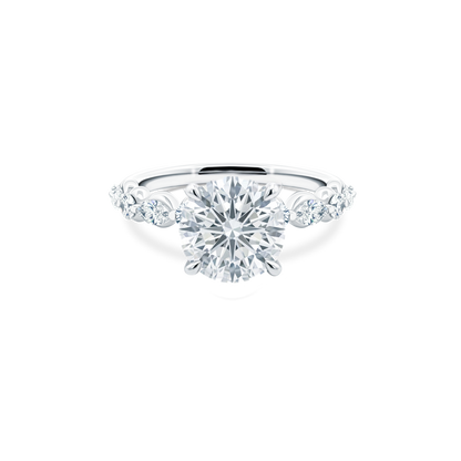 Round Brilliant Cut Lab Grown Diamond Shared Prong Engagement Ring with 3.00ct center diamond
