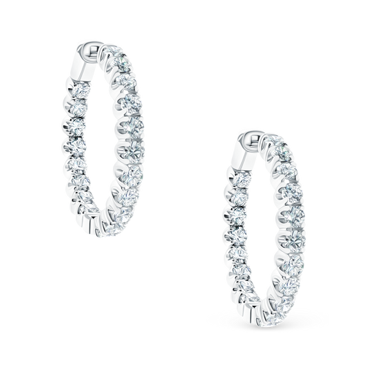 3.01ct 14k White Gold Diamond Hoops, SKU 150-6404
