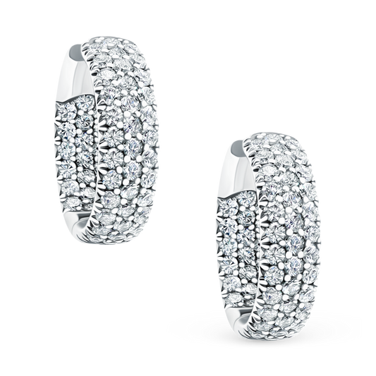 3.10ct 18k White Gold Pave Diamond Hoops — photo 1 of 2