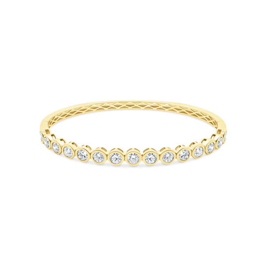 3.25ct 18k Yellow Gold Bezel Set Diamond Bangle — photo 1 of 2