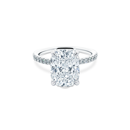 Elongated Cushion Cut Lab Grown Diamond Pave Engagement Ring with 3.50ct center diamond