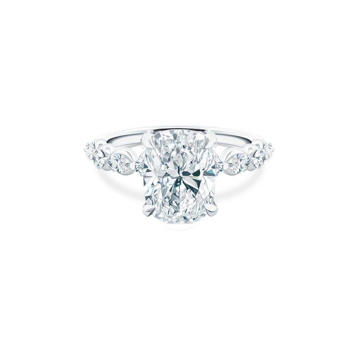 Elongated Cushion Cut Lab Grown Diamond Shared Prong Engagement Ring with 3.50ct center diamond
