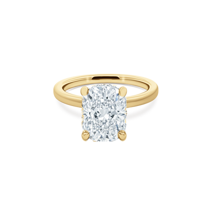 Elongated Cushion Cut Lab Grown Diamond Solitaire Engagement Ring in 14K yellow gold with 3.50ct center diamond