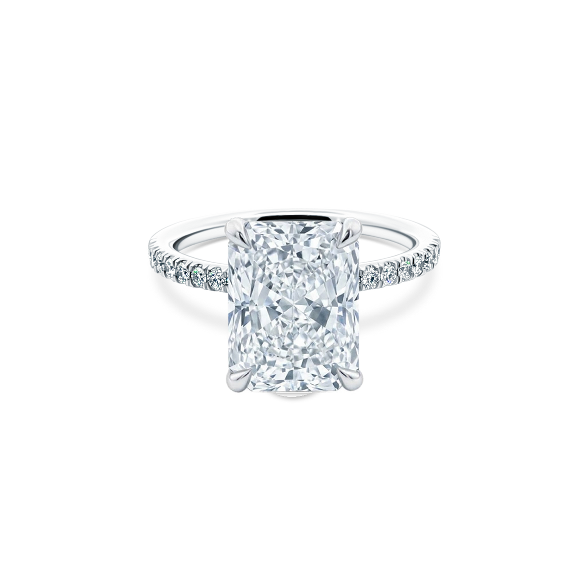 Elongated Radiant Cut Lab Grown Diamond Pave Engagement Ring with 3.50ct center diamond