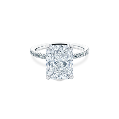 Elongated Radiant Cut Lab Grown Diamond Pave Engagement Ring with 3.50ct center diamond