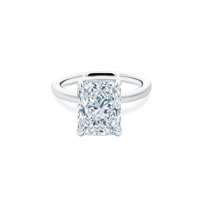 Elongated Radiant Cut Lab Grown Diamond Solitaire Engagement Ring with 3.50ct center diamond