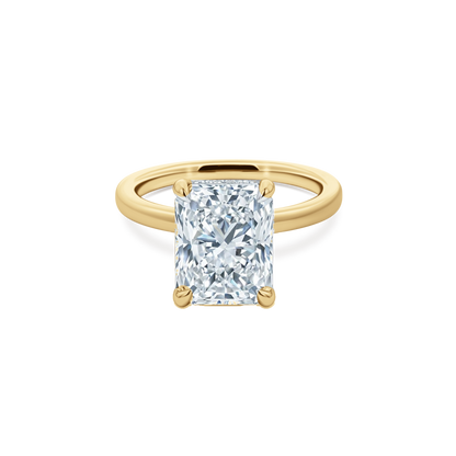 Elongated Radiant Cut Lab Grown Diamond Solitaire Engagement Ring in 14K yellow gold with 3.50ct center diamond