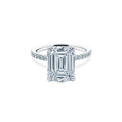 Emerald Cut Lab Grown Diamond Pave Engagement Ring with 3.50ct center diamond