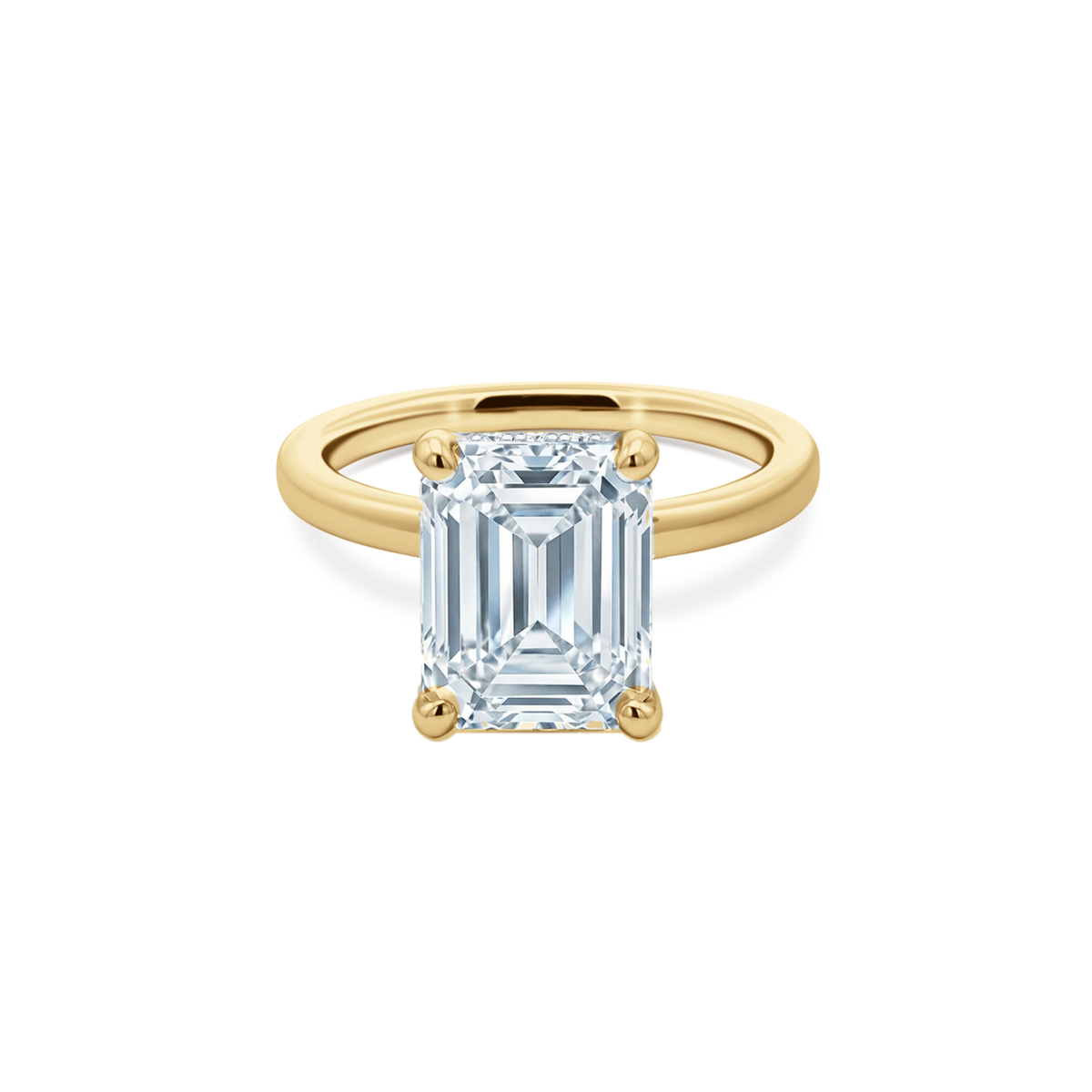 Emerald Cut Lab Grown Diamond Solitaire Engagement Ring in 14K yellow gold with 3.50ct center diamond