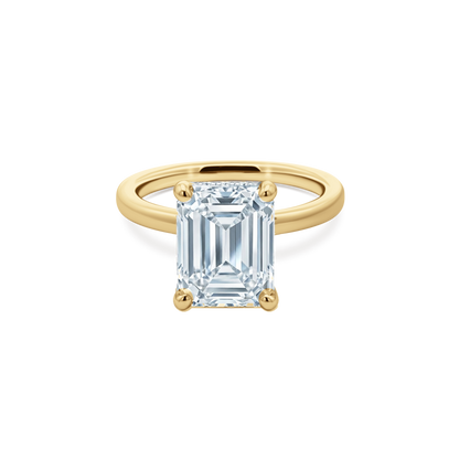 Emerald Cut Lab Grown Diamond Solitaire Engagement Ring in 14K yellow gold with 3.50ct center diamond