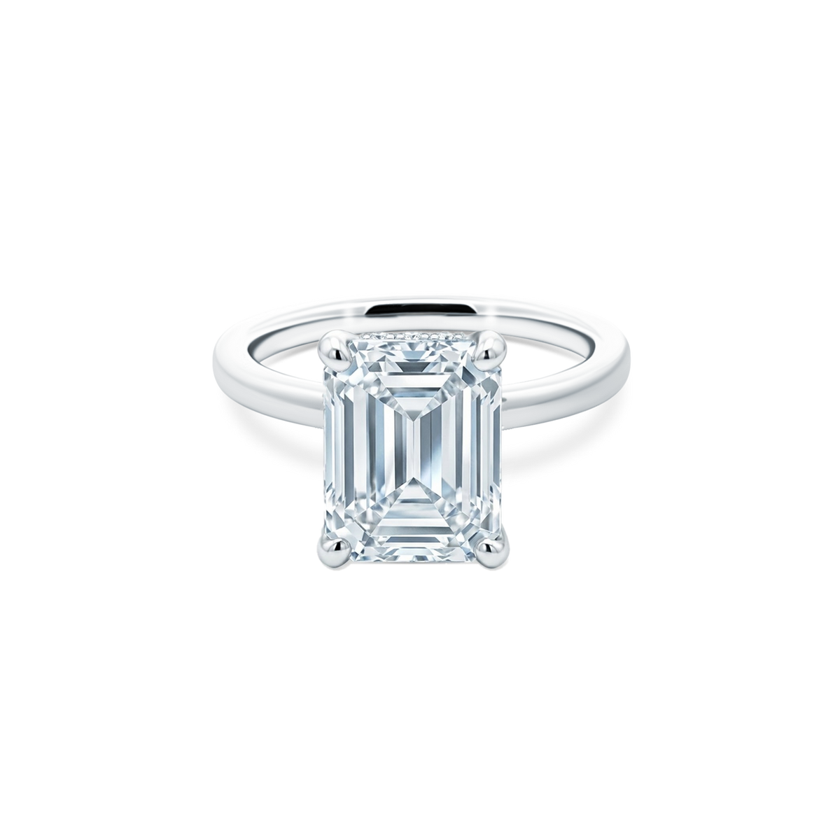 Emerald Cut Lab Grown Diamond Solitaire Engagement Ring with 3.50ct center diamond