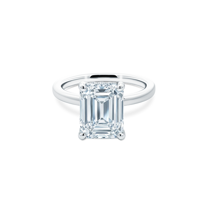 Emerald Cut Lab Grown Diamond Solitaire Engagement Ring with 3.50ct center diamond