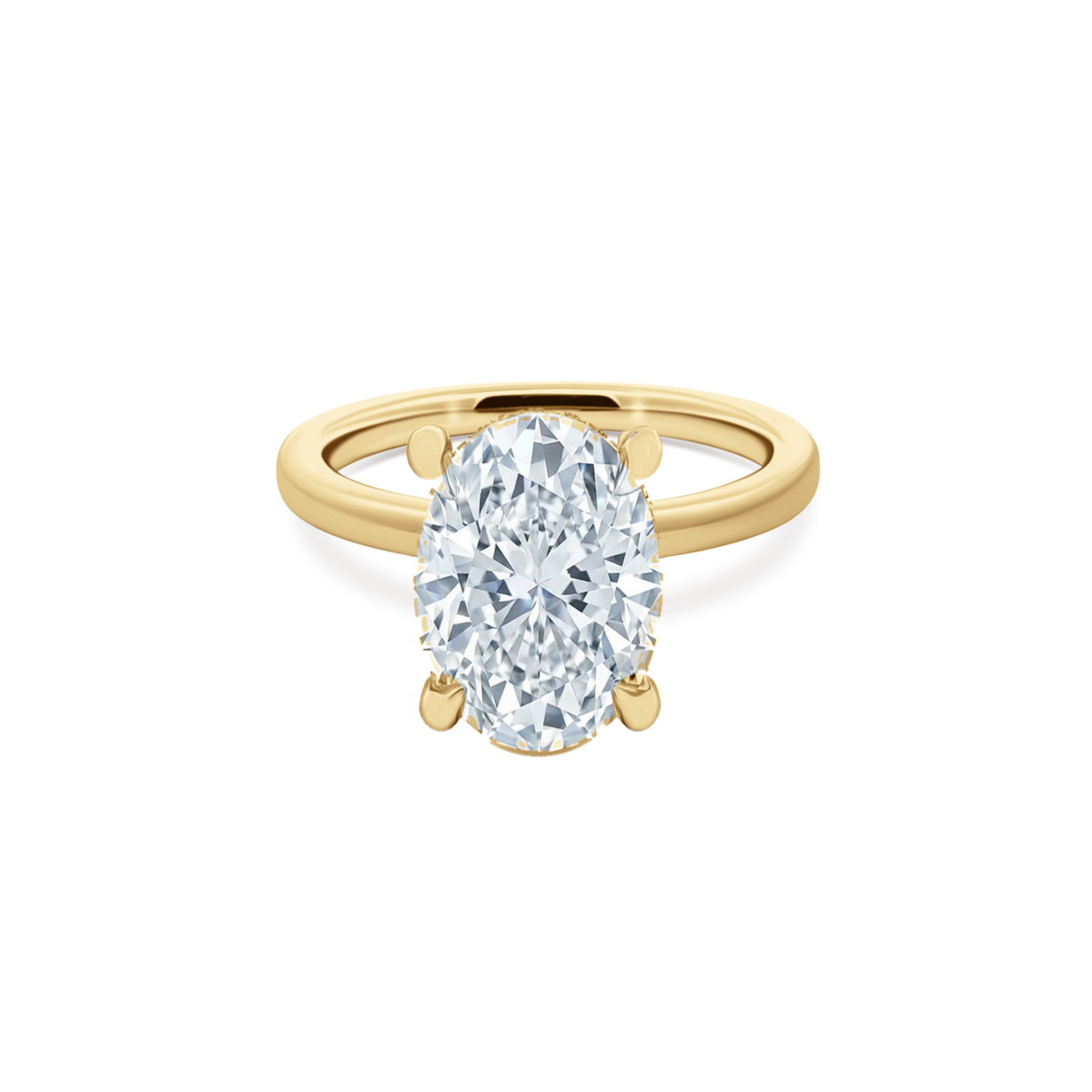 Oval Cut Lab Grown Diamond Solitaire Engagement Ring in 14K yellow gold with 3.50ct center diamond