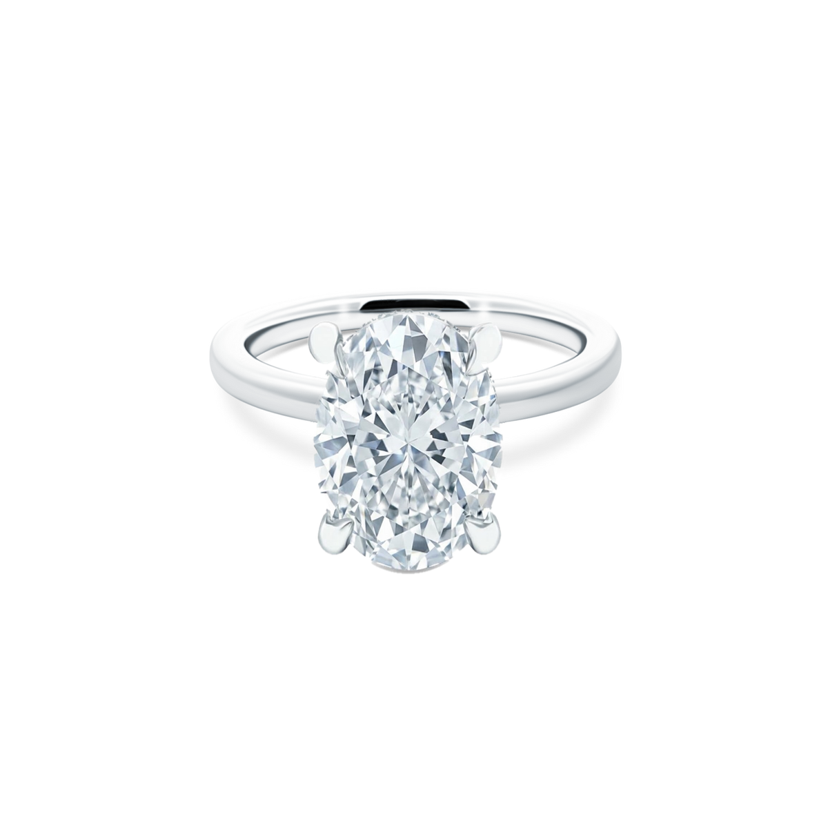 Oval Cut Lab Grown Diamond Solitaire Engagement Ring with 3.50ct center diamond