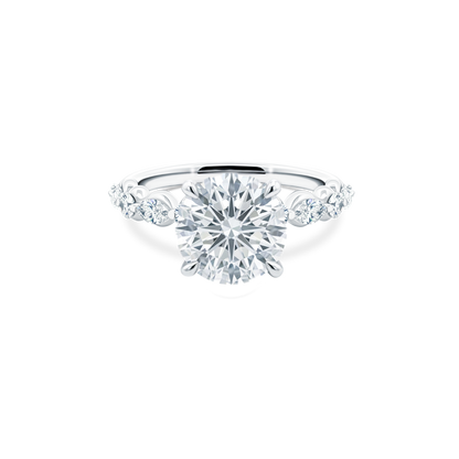 Round Brilliant Cut Lab Grown Diamond Shared Prong Engagement Ring with 3.50ct center diamond