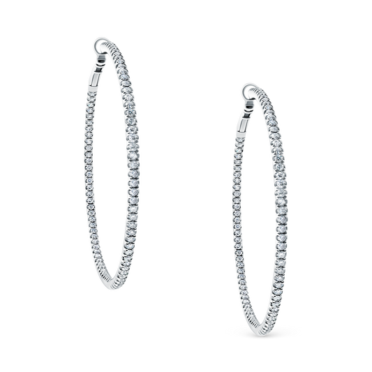 3.56ct 18k White Gold Diamond Hoops — photo 1 of 1