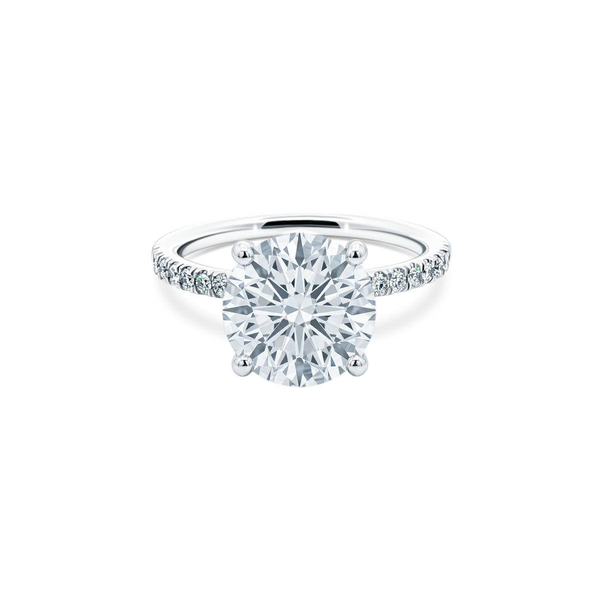 Round Brilliant Lab Grown Diamond Pave Engagement Ring with 3.50ct center diamond