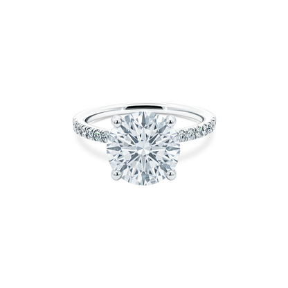 Round Brilliant Lab Grown Diamond Pave Engagement Ring with 3.50ct center diamond
