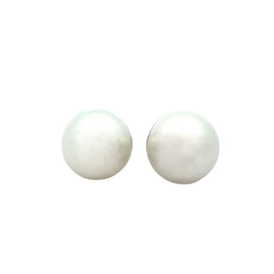 14k white gold 14/15mm south sea pearl studs.
