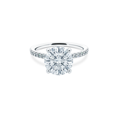 Round Brilliant Lab Grown Diamond Pave Engagement Ring with 3.00ct center diamond