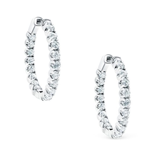 4.00ct 14k White Gold Diamond Hoops, SKU 150-6461