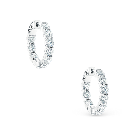150-6623 4.00ct 18k White Gold Diamond Hoops