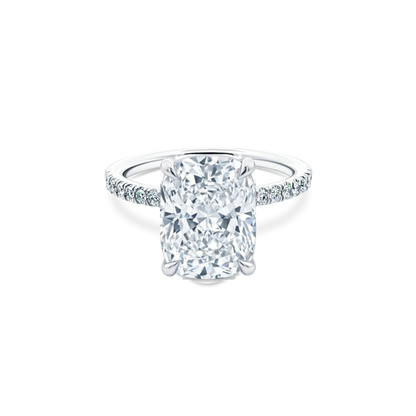 Elongated Cushion Cut Lab Grown Diamond Pave Engagement Ring with 4.00ct center diamond