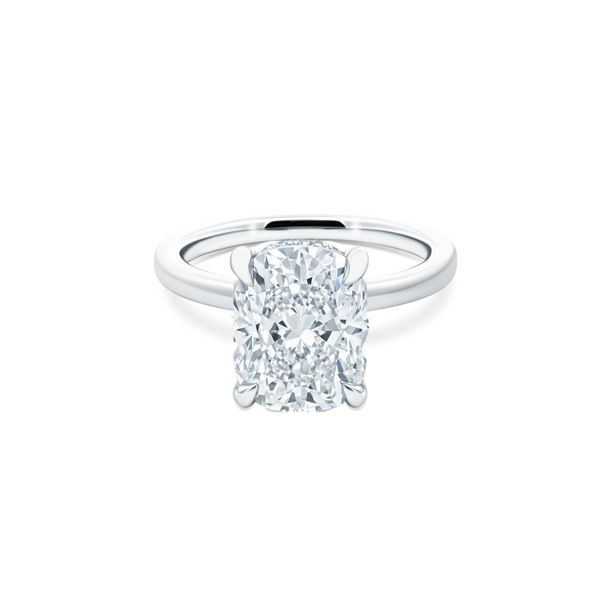 Elongated Cushion Cut Lab Grown Diamond Solitaire Engagement Ring with 4.00ct center diamond