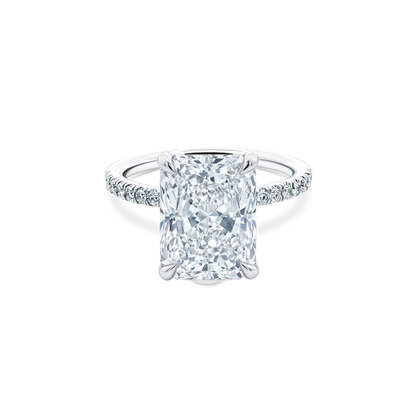 Elongated Radiant Cut Lab Grown Diamond Pave Engagement Ring with 4.00ct center diamond
