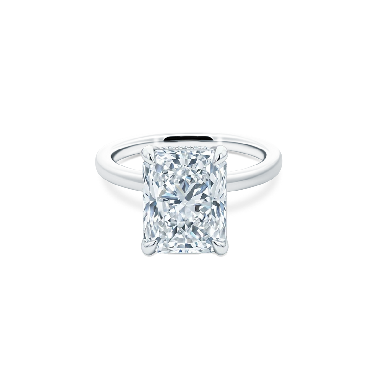 Elongated Radiant Cut Lab Grown Diamond Solitaire Engagement Ring with 4.00ct center diamond