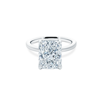 Elongated Radiant Cut Lab Grown Diamond Solitaire Engagement Ring with 4.00ct center diamond