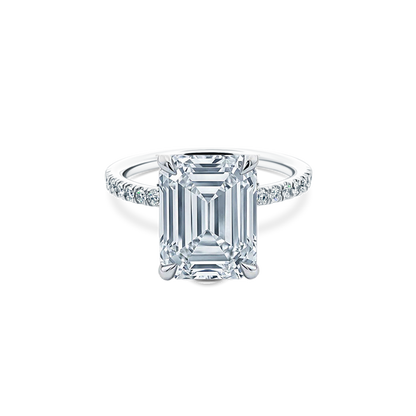 Emerald Cut Lab Grown Diamond Pave Engagement Ring with 4.00ct center diamond