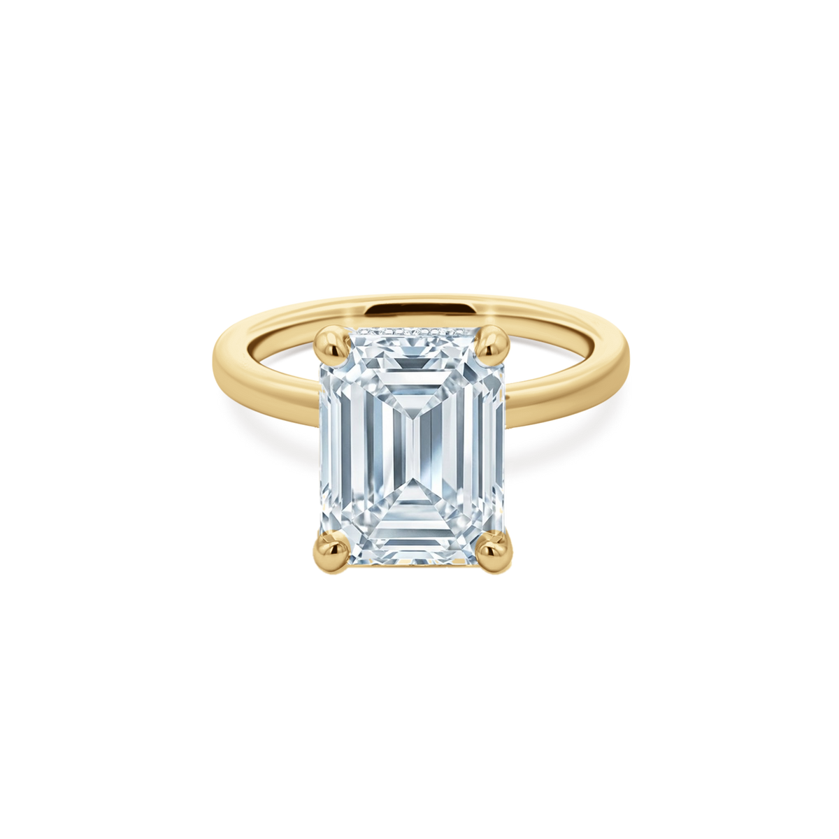 Emerald Cut Lab Grown Diamond Solitaire Engagement Ring in 14K yellow gold with 4.00ct center diamond