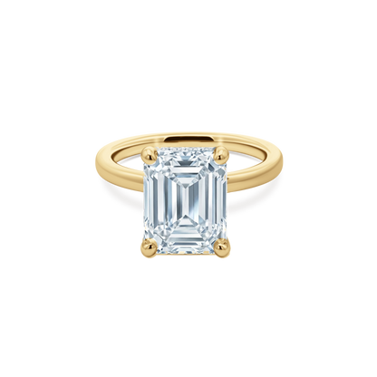 Emerald Cut Lab Grown Diamond Solitaire Engagement Ring in 14K yellow gold with 4.00ct center diamond