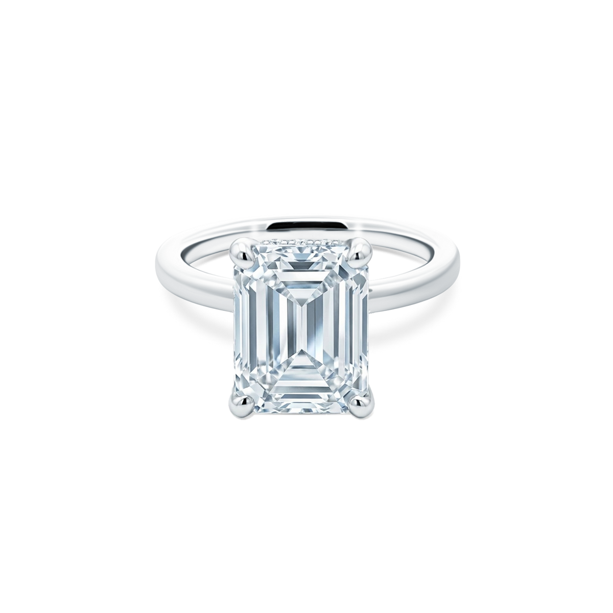 Emerald Cut Lab Grown Diamond Solitaire Engagement Ring with 4.00ct center diamond