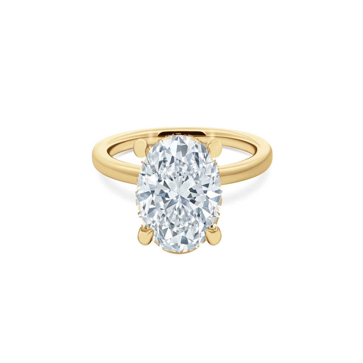 Oval Cut Lab Grown Diamond Solitaire Engagement Ring in 14K yellow gold with 4.00ct center diamond