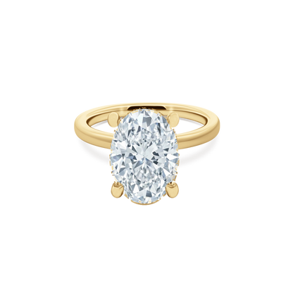 Oval Cut Lab Grown Diamond Solitaire Engagement Ring in 14K yellow gold with 4.00ct center diamond